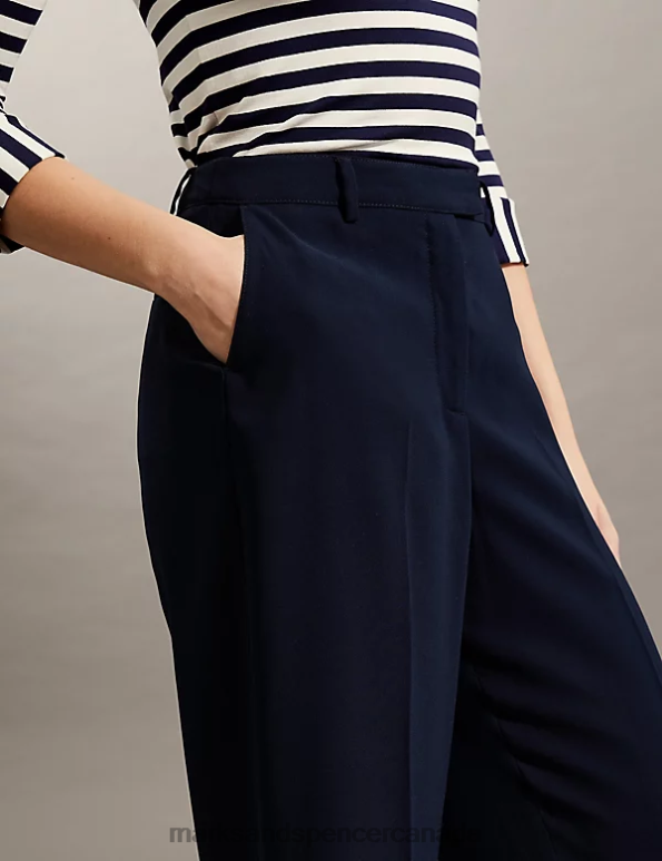 Marks and Spencer near me - Women Navy Clothing Marks & Spencer Crepe Wide Leg Trousers 20VTD1642