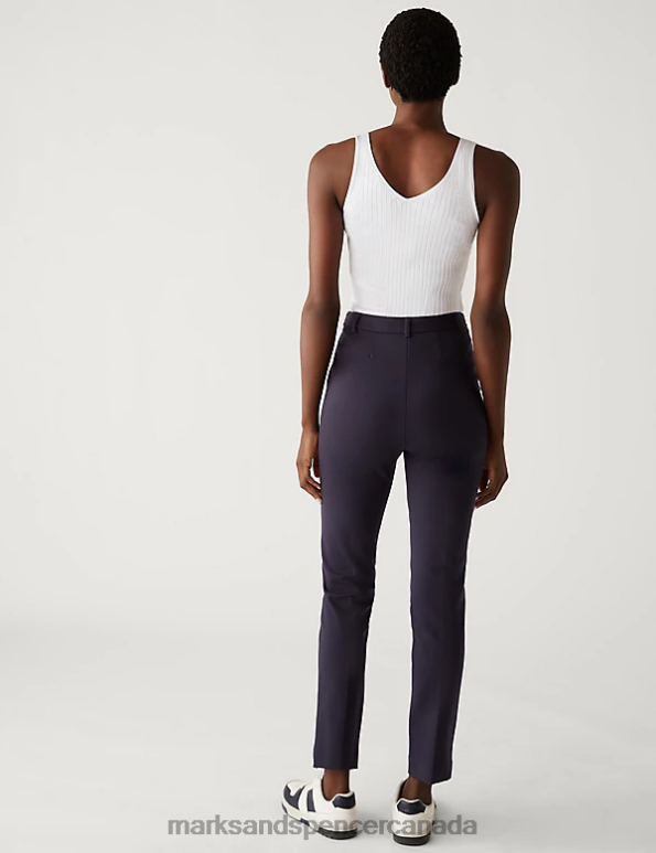 Women Navy Clothing Marks & Spencer Jersey Slim Fit Ankle Grazer Trousers 20VTD2920 - Marks and Spencer outlet