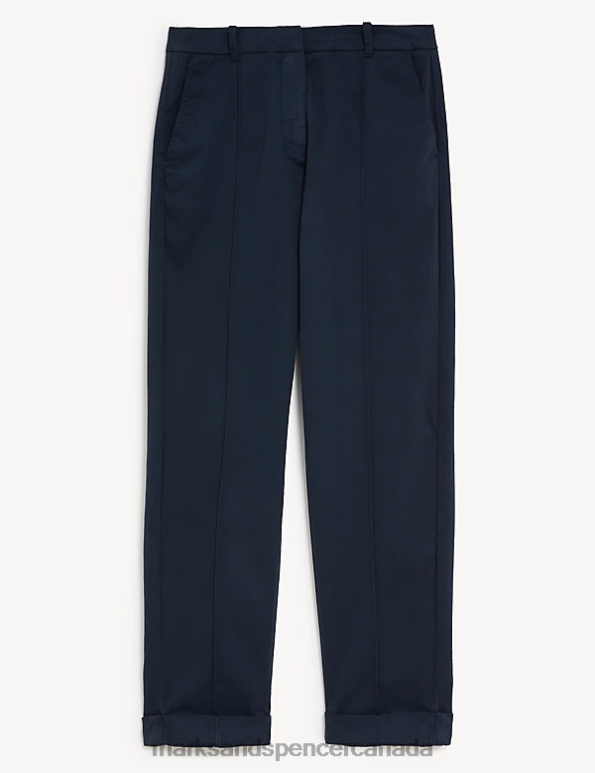 Women Navy Clothing Marks & Spencer Slim Fit Cropped Chinos 20VTD2471 - Marks and Spencer outlet