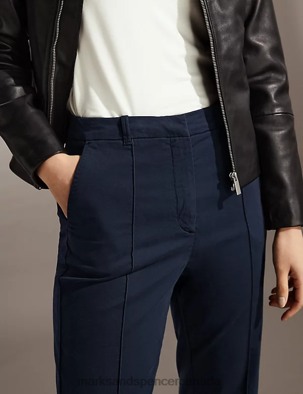 Women Navy Clothing Marks & Spencer Slim Fit Cropped Chinos 20VTD2471 - Marks and Spencer outlet