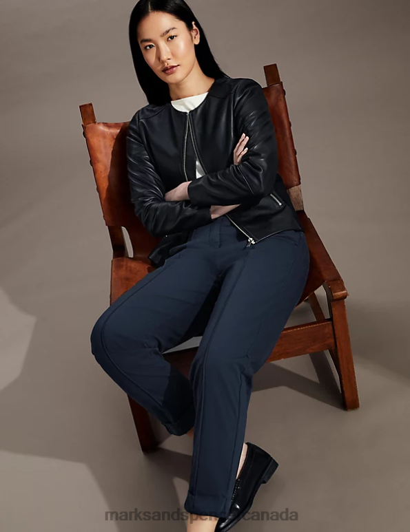 Women Navy Clothing Marks & Spencer Slim Fit Cropped Chinos 20VTD2471 - Marks and Spencer outlet