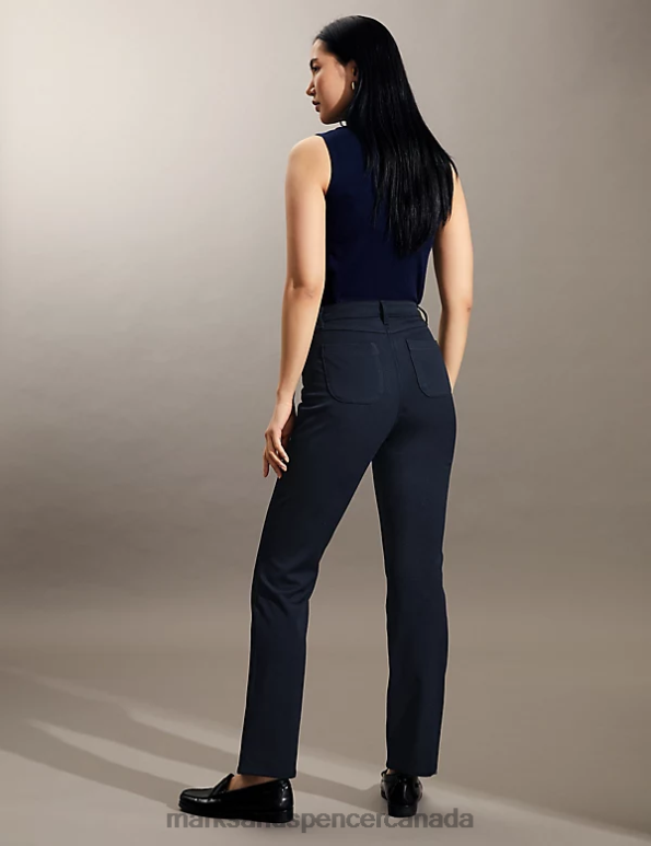 Women Navy Clothing Marks & Spencer Straight Leg 5 Pocket Trousers 20VTD2518 - Marks and Spencer Canada locations