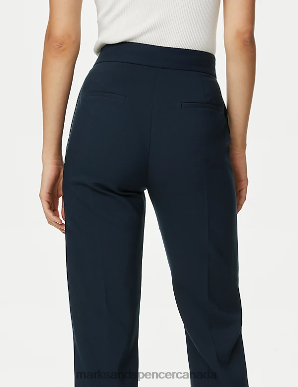 Marks and Spencer sale - Women Navy Clothing Marks & Spencer Zip Detail Straight Leg Trousers 20VTD591