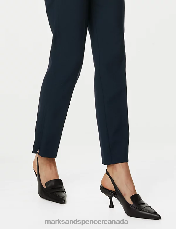 Marks and Spencer sale - Women Navy Clothing Marks & Spencer Zip Detail Straight Leg Trousers 20VTD591