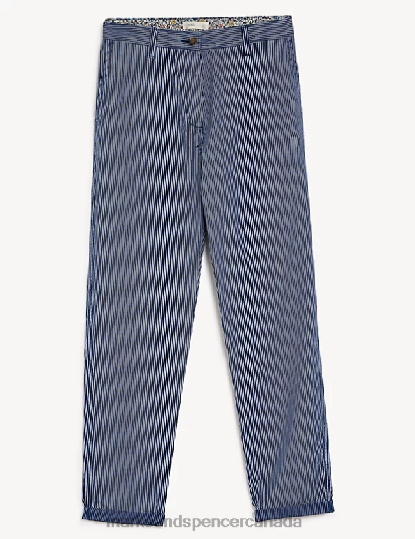 Marks and Spencer near me - Women Navy Mix Clothing Marks & Spencer Cotton Rich Striped Slim Fit Chinos 20VTD1004