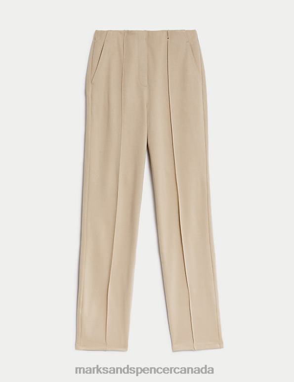Marks and Spencer Canada - Women Neutral Clothing Marks & Spencer Jersey Twill Straight Leg Trousers 20VTD1995