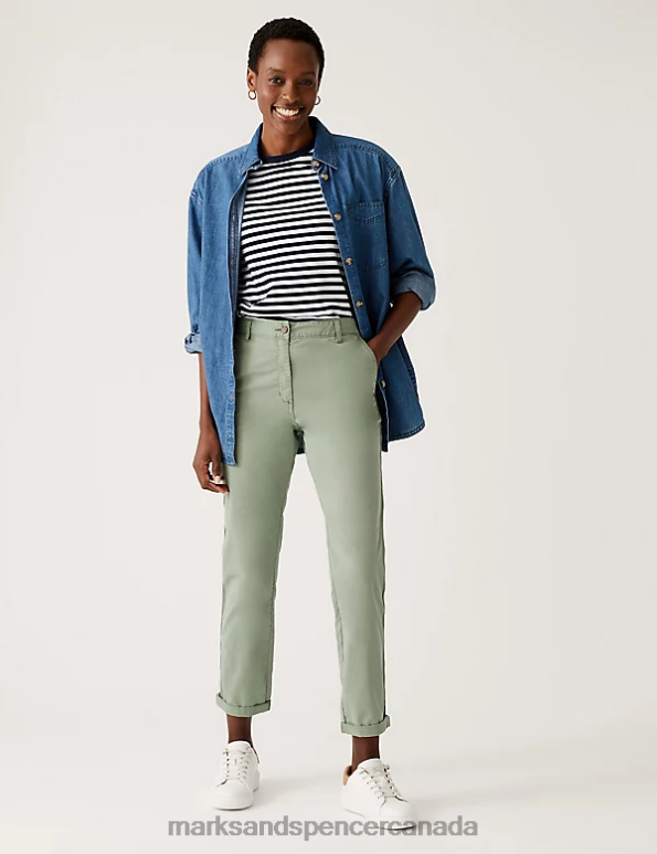 Marks and Spencer sale - Women Onyx Clothing Marks & Spencer Cotton Rich Tea Dyed Slim Fit Chinos 20VTD2582
