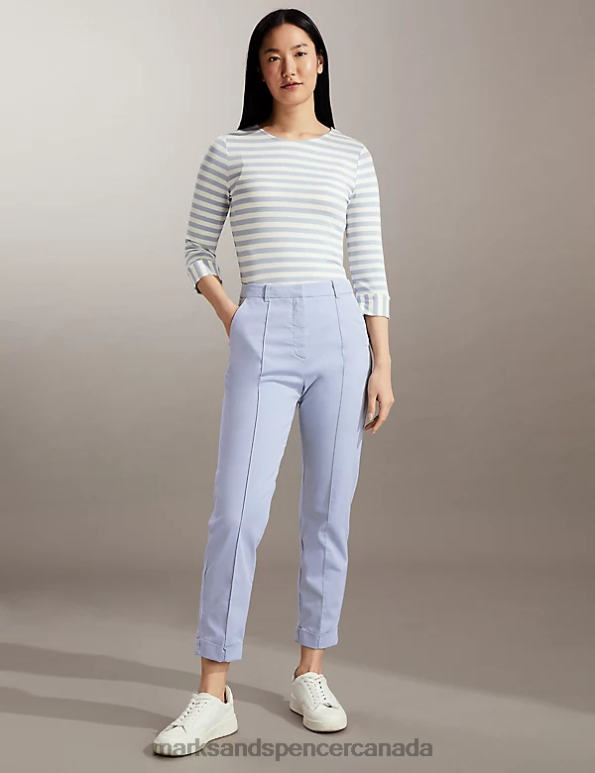 Women Pale Blue Clothing Marks & Spencer Slim Fit Cropped Chinos 20VTD2470 - Marks and Spencer Canada locations