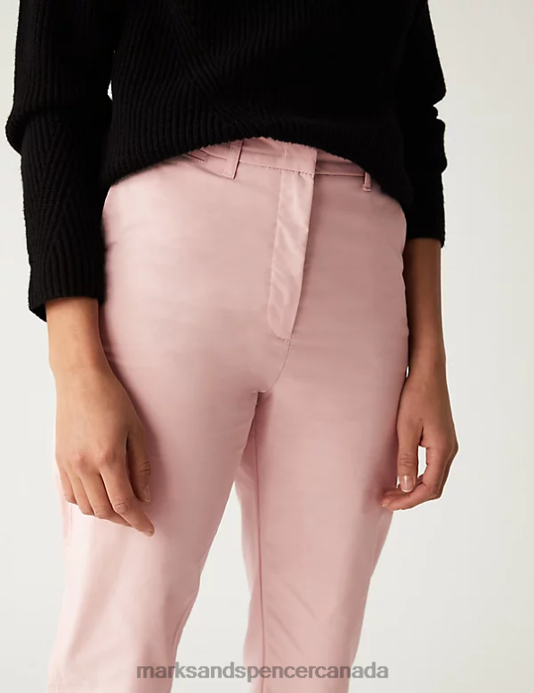 Women Pink Clothing Marks & Spencer Cotton Rich Tapered Chinos 20VTD859 - Marks and Spencer online