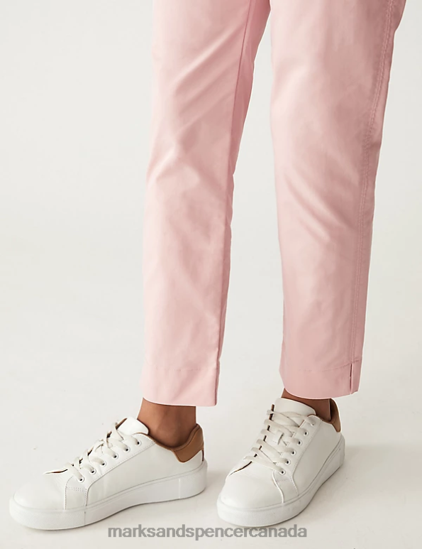 Women Pink Clothing Marks & Spencer Cotton Rich Tapered Chinos 20VTD859 - Marks and Spencer online