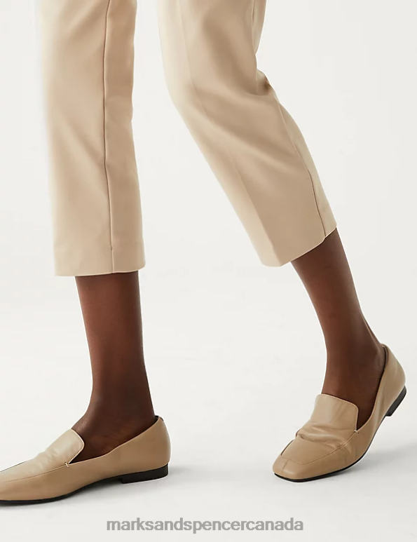 Women Sand Clothing Marks & Spencer Cotton Blend Slim Fit Cropped Trousers 20VTD2461 - Marks and Spencer outlet
