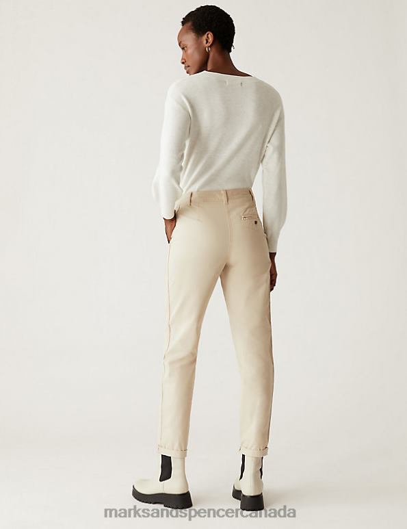 Women Sand Clothing Marks & Spencer Cotton Rich Tea Dyed Slim Fit Chinos 20VTD2584 - Marks and Spencer Canada locations