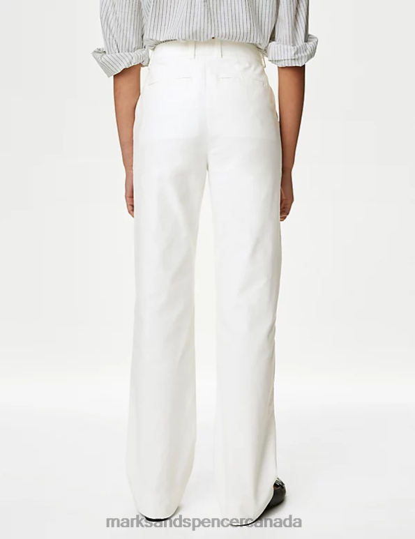 Marks and Spencer sale - Women Soft White Clothing Marks & Spencer Cotton Rich Straight Leg Chinos 20VTD1168