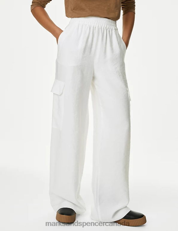 Marks and Spencer near me - Women Soft White Clothing Marks & Spencer Utility Wide Leg Trousers 20VTD49