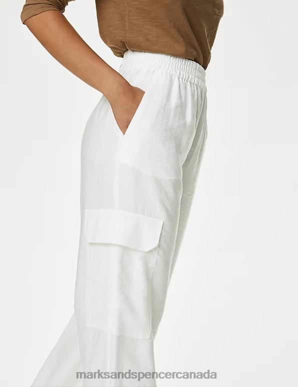 Marks and Spencer near me - Women Soft White Clothing Marks & Spencer Utility Wide Leg Trousers 20VTD49