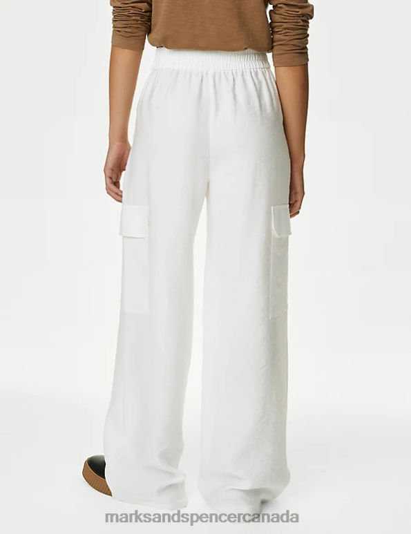 Marks and Spencer near me - Women Soft White Clothing Marks & Spencer Utility Wide Leg Trousers 20VTD49