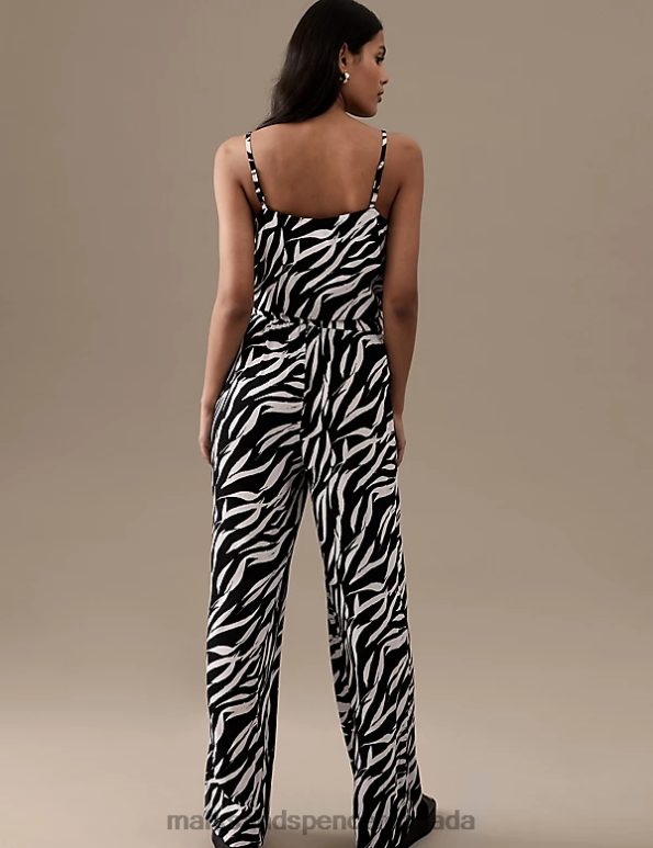 Marks and Spencer sale - Women White/Black Clothing Marks & Spencer Printed Wide Leg Trousers 20VTD2564