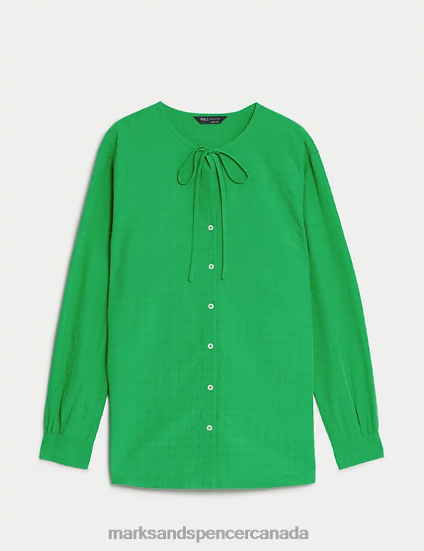 Marks and Spencer Canada - Women Acid Green Clothing Marks & Spencer Modal Rich Longline Blouse 20VTD1270
