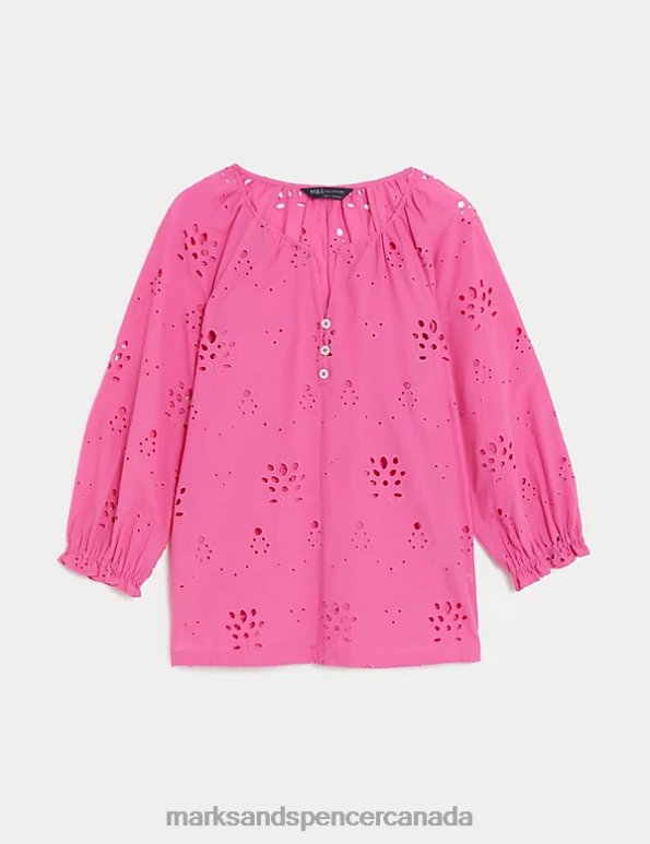 Marks and Spencer sale - Women Blossom Clothing Marks & Spencer Pure Cotton Broderie Puff Sleeve Blouse 20VTD1646