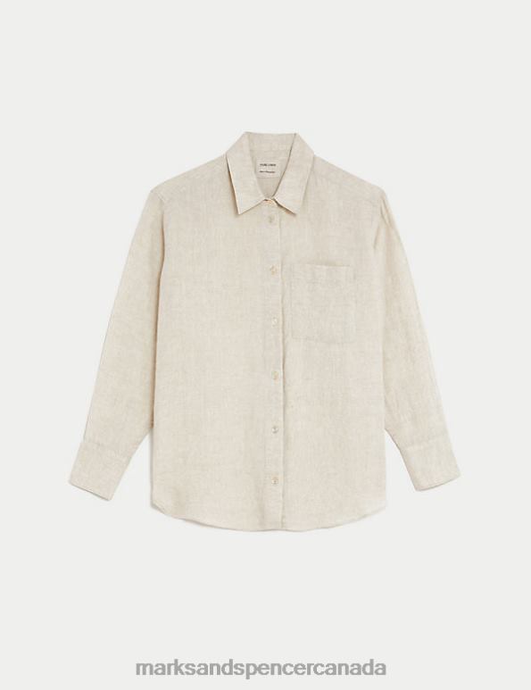 Marks and Spencer near me - Women Calico Clothing Marks & Spencer Pure Linen Oversized Shirt 20VTD38