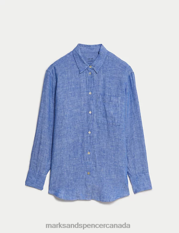 Marks and Spencer Canada - Women Chambray Clothing Marks & Spencer Pure Linen Oversized Shirt 20VTD37