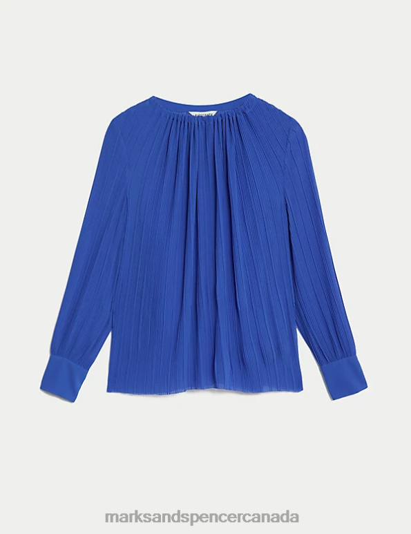 Women Iris Clothing Marks & Spencer Plisse Gathered Neck Blouse 20VTD311 - Marks and Spencer online