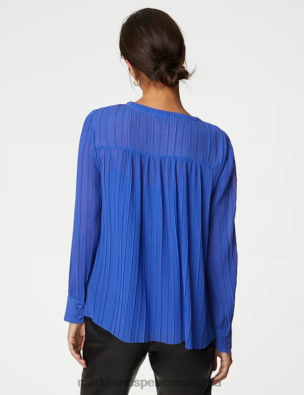 Women Iris Clothing Marks & Spencer Plisse Gathered Neck Blouse 20VTD311 - Marks and Spencer online