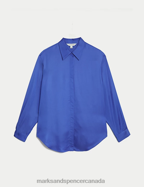 Women Iris Clothing Marks & Spencer Satin Collared Oversized Shirt 20VTD1907 - Marks and Spencer online