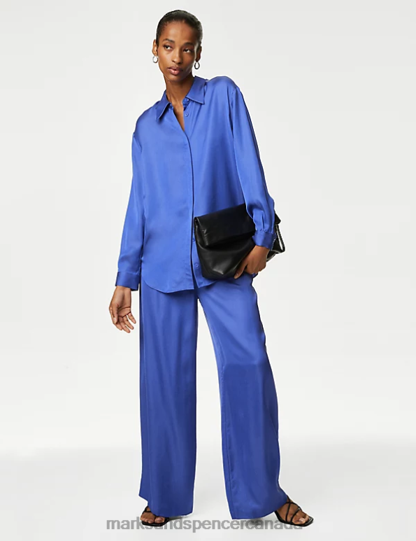 Women Iris Clothing Marks & Spencer Satin Collared Oversized Shirt 20VTD1907 - Marks and Spencer online
