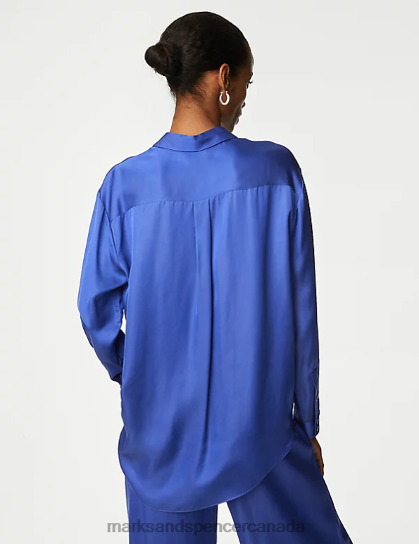 Women Iris Clothing Marks & Spencer Satin Collared Oversized Shirt 20VTD1907 - Marks and Spencer online