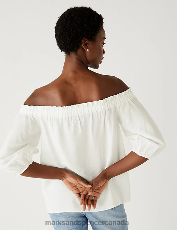 Women Ivory Clothing Marks & Spencer Frill Detail Off The Shoulder Top 20VTD1383 - Marks and Spencer online