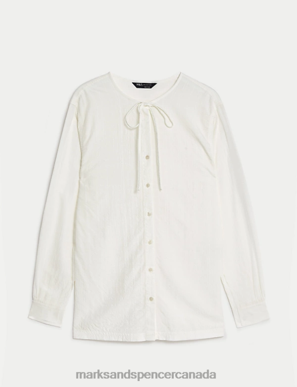 Women Ivory Clothing Marks & Spencer Modal Rich Longline Blouse 20VTD1605 - Marks and Spencer outlet