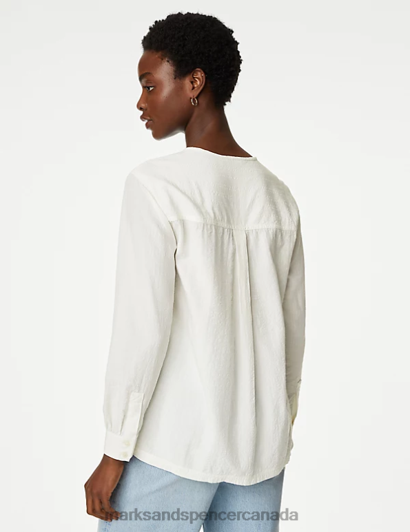 Women Ivory Clothing Marks & Spencer Modal Rich Longline Blouse 20VTD1605 - Marks and Spencer outlet