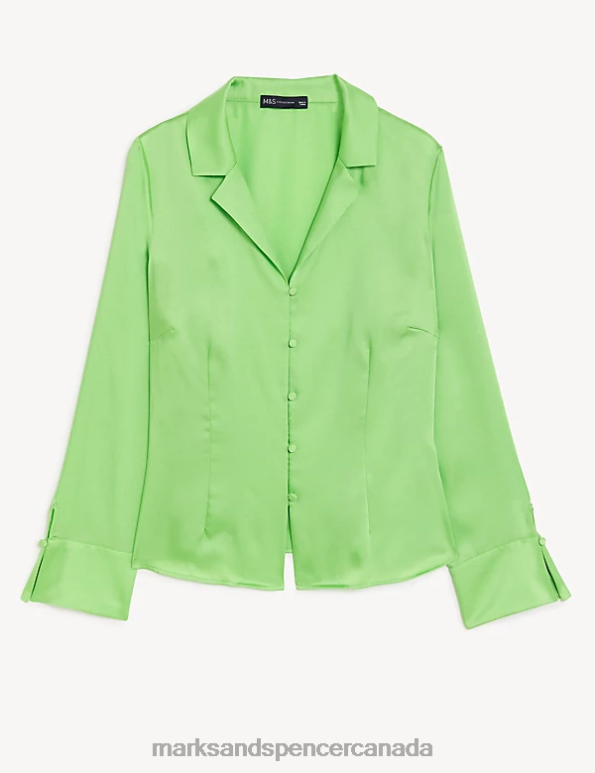 Marks and Spencer sale - Women Lime Clothing Marks & Spencer Satin Collared Fitted Blouse 20VTD1695