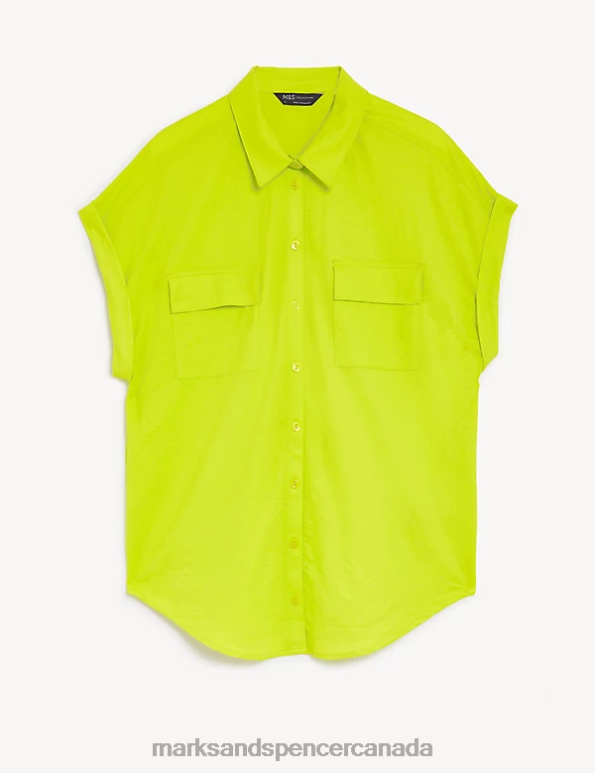Women Limeade Clothing Marks & Spencer Jersey Regular Fit Shirt 20VTD3041 - Marks and Spencer Canada locations