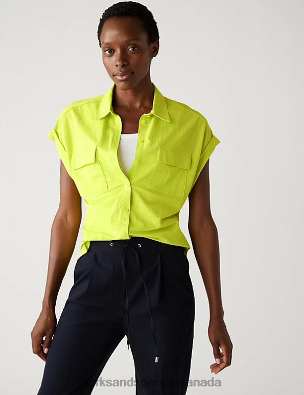 Women Limeade Clothing Marks & Spencer Jersey Regular Fit Shirt 20VTD3041 - Marks and Spencer Canada locations