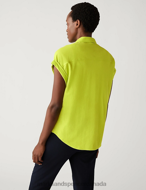 Women Limeade Clothing Marks & Spencer Jersey Regular Fit Shirt 20VTD3041 - Marks and Spencer Canada locations