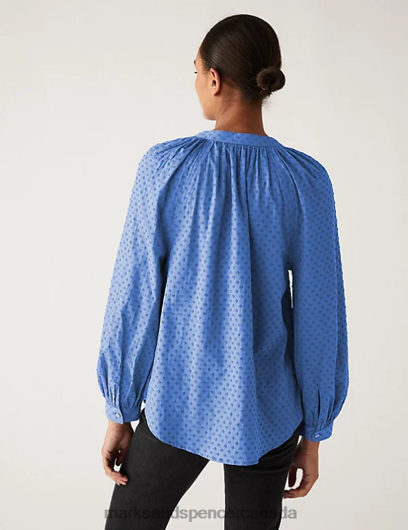 Marks and Spencer near me - Women Lupin Clothing Marks & Spencer Pure Cotton Textured Puff Sleeve Blouse 20VTD537
