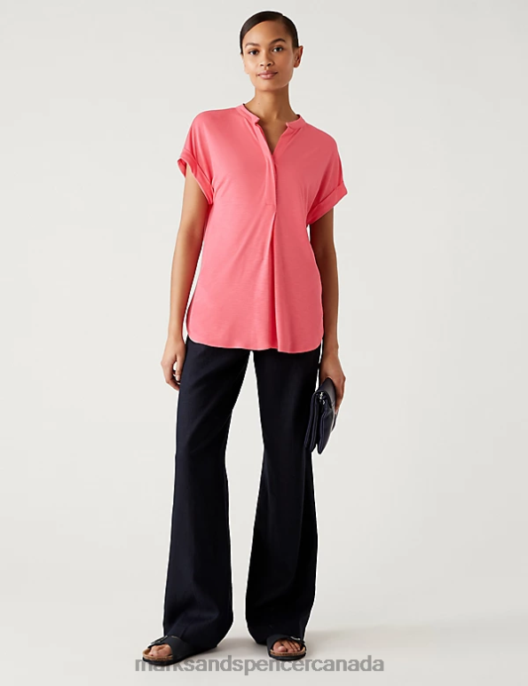 Marks and Spencer sale - Women Medium Pink Clothing Marks & Spencer Jersey Regular Fit Top 20VTD1509