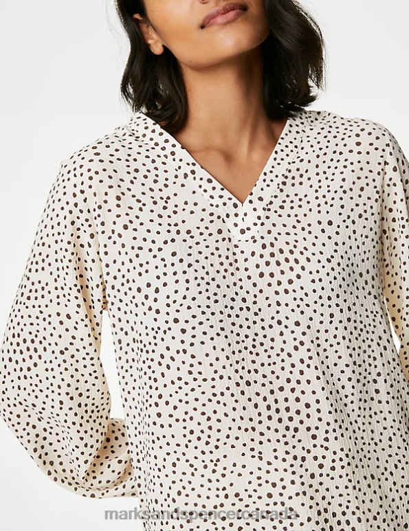 Marks and Spencer sale - Women Natural Mix Clothing Marks & Spencer Printed V-Neck Popover Blouse 20VTD33