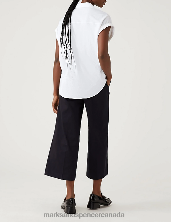 Marks and Spencer Canada - Women Soft White Clothing Marks & Spencer Jersey Collared Shirt 20VTD2280