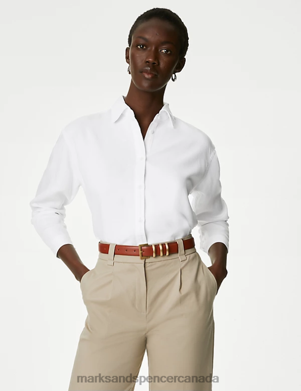 Marks and Spencer near me - Women Soft White Clothing Marks & Spencer Lyocell Denim Collared Shirt 20VTD1849
