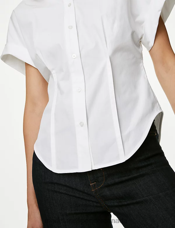 Women Soft White Clothing Marks & Spencer Pure Cotton Collared Shirt 20VTD430 - Marks and Spencer online