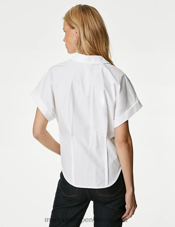 Women Soft White Clothing Marks & Spencer Pure Cotton Collared Shirt 20VTD430 - Marks and Spencer online