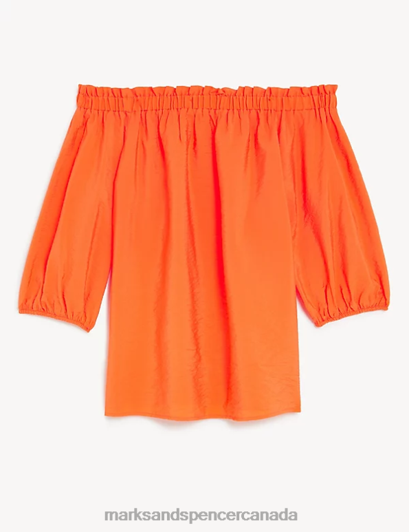 Marks and Spencer near me - Women Tangerine Clothing Marks & Spencer Frill Detail Off The Shoulder Top 20VTD1693