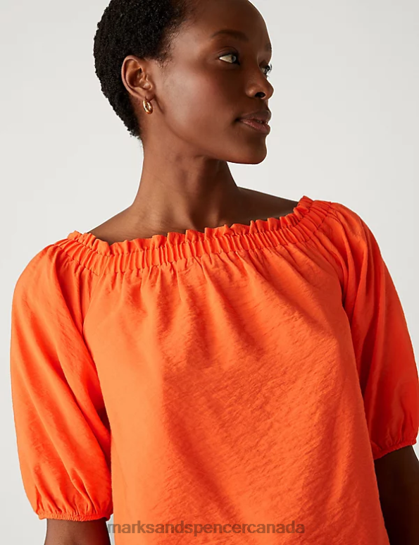 Marks and Spencer near me - Women Tangerine Clothing Marks & Spencer Frill Detail Off The Shoulder Top 20VTD1693