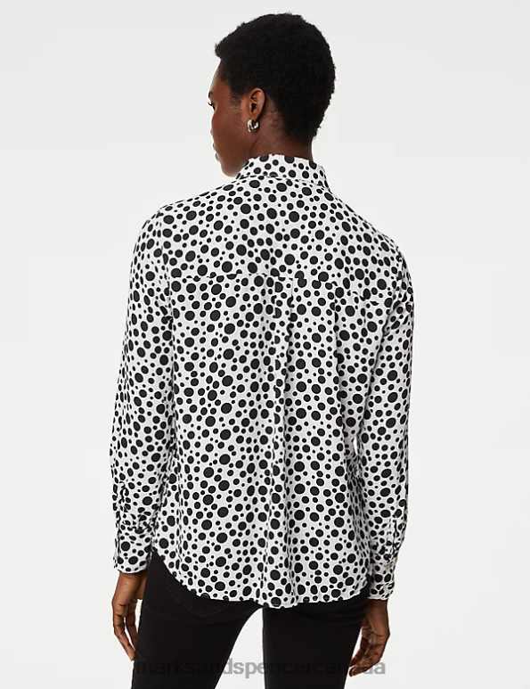Marks and Spencer near me - Women White Mix Clothing Marks & Spencer Printed Collared Shirt 20VTD489