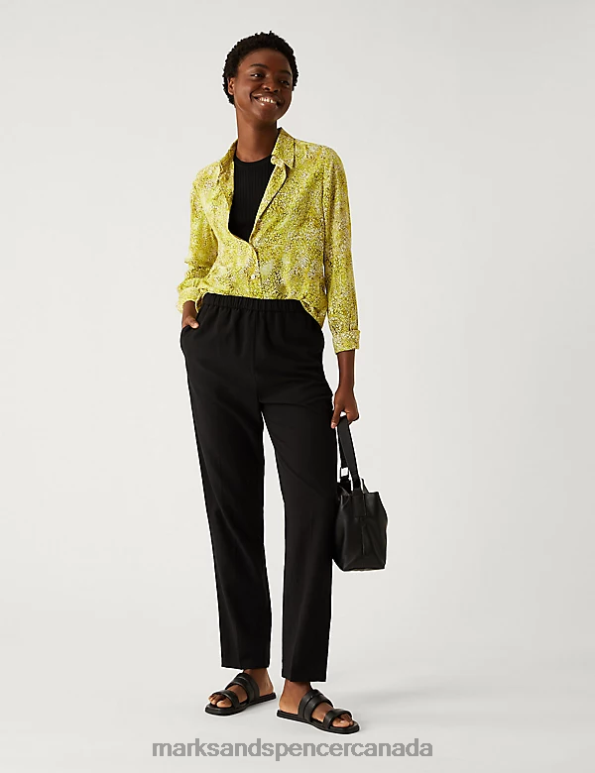 Women Yellow Mix Clothing Marks & Spencer Printed Collared Long Sleeve Shirt 20VTD946 - Marks and Spencer online