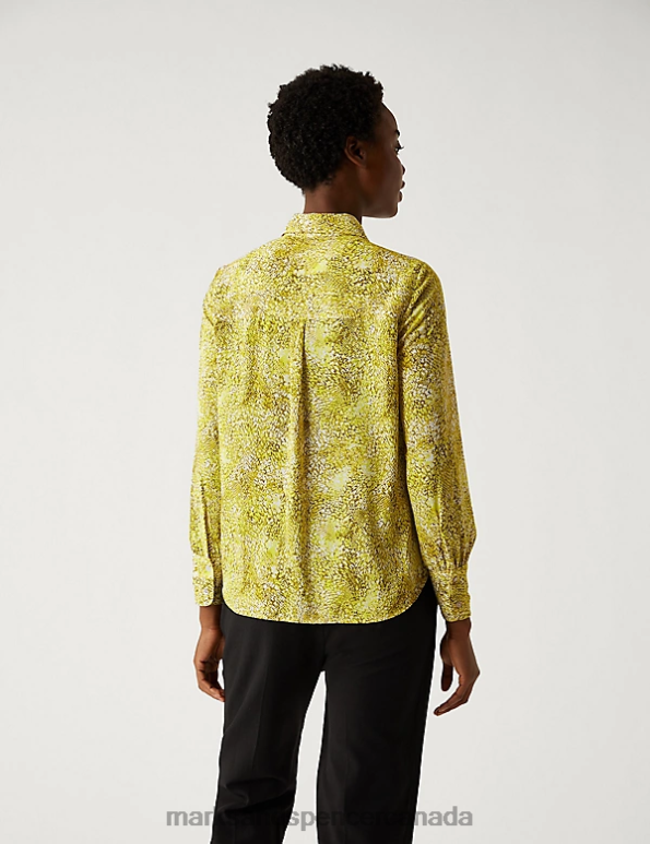 Women Yellow Mix Clothing Marks & Spencer Printed Collared Long Sleeve Shirt 20VTD946 - Marks and Spencer online