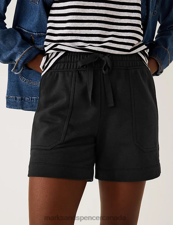 Women Black Clothing Marks & Spencer Cotton Rich Jersey Jogger Shorts 20VTD1522 - Marks and Spencer Canada locations